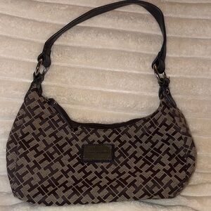Tommy Hilfiger Brown Logo Jacquard Shoulder Bag